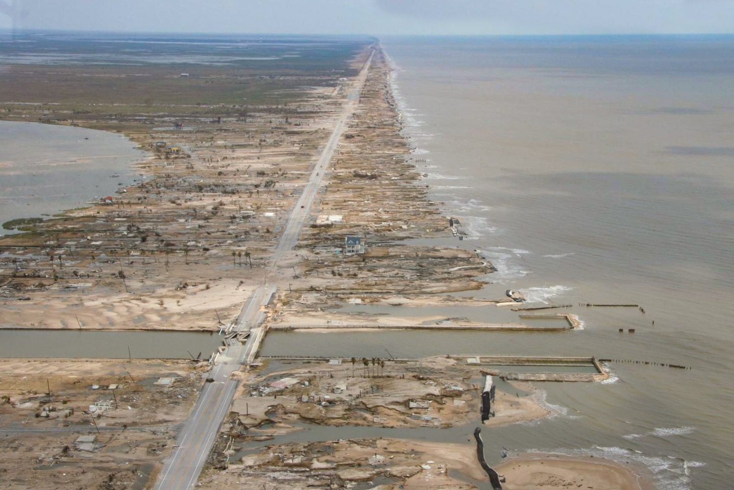 Bolivar Peninsula in the aftermath of Hurricane Ike.